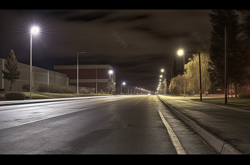 夜晚有路灯绿树成荫的公路摄影图片,高清,摄影图,摄影图片,图片大全,摄影图免费下载